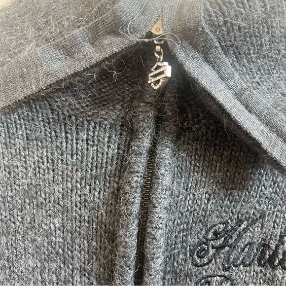Harley Davidson Wool Blend Cable Knit Gray Zip Up Jacket Women’s Size XS - Picture 6 of 8